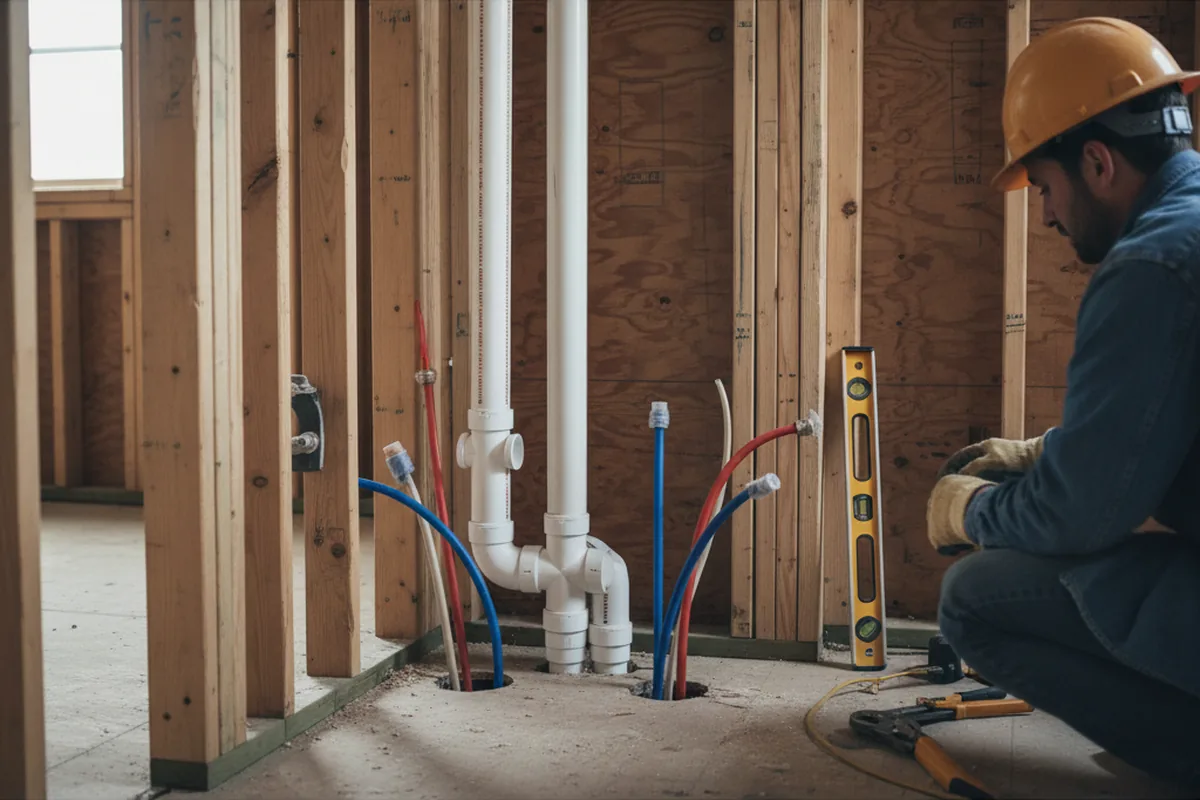 Drain and supply rough-in during Garbage Disposal Repair in Luke Air Force Base