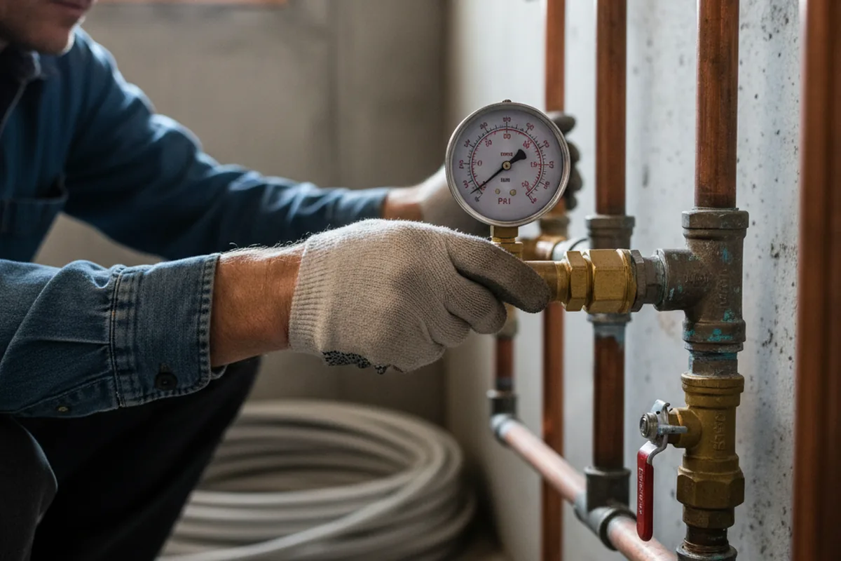 Pressure testing a repaired line during Water Line Repair in Luke Air Force Base